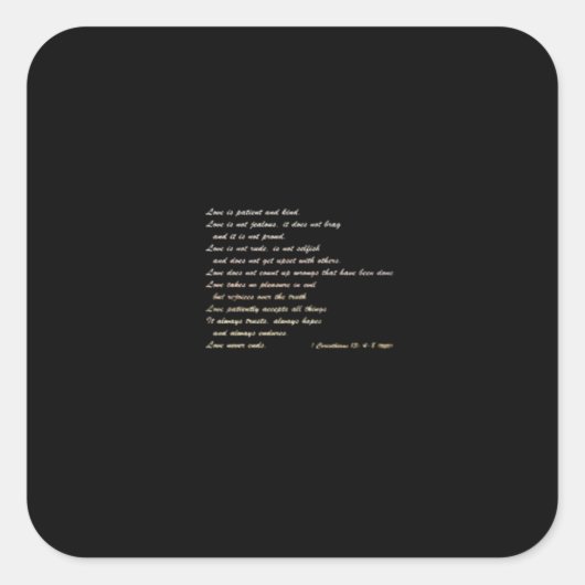 Love Is Patient Simple Inspirational Design  Vierkante Sticker (Voorkant)