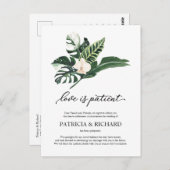 Love is Patient Tropical Wedding Postponement Briefkaart (Voorkant / Achterkant)