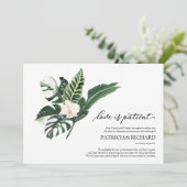 Love is Patient Tropical Wedding Postponement Kaart (Staand voorkant)