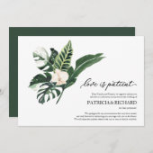 Love is Patient Tropical Wedding Postponement Kaart (Voorkant / Achterkant)