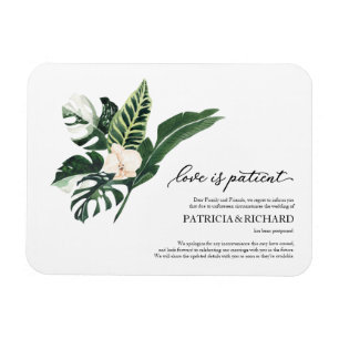 Love is Patient Tropical Wedding Postponement Magneet