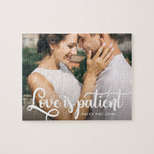 Love is Patient Typography with Couples Photo Legpuzzel
