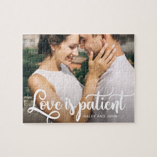 Love is Patient Typography with Couples Photo Legpuzzel (Horizontaal)