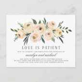 Love is Patiënt Updated Plans Wedding Postponement Uitnodiging Briefkaart (Voorkant)