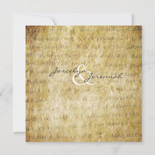 Love is Patient Vintage Wedding Invitation Kaart (Achterkant)