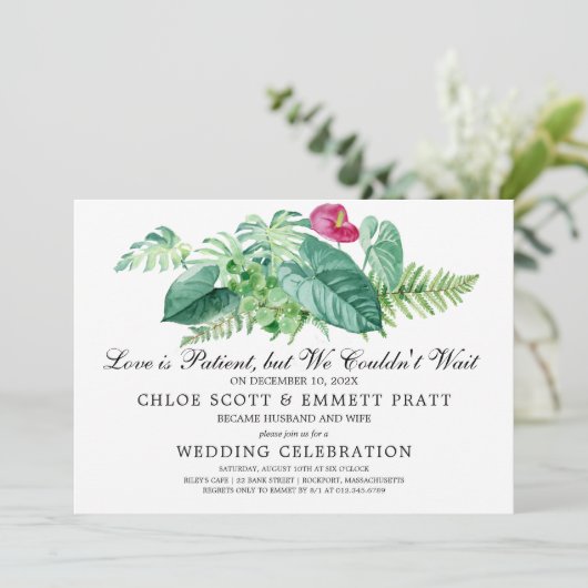 Love is Patient Wedding Announcement Uitnodiging (Staand voorkant)