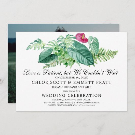 Love is Patient Wedding Announcement Uitnodiging (Voorkant / Achterkant)