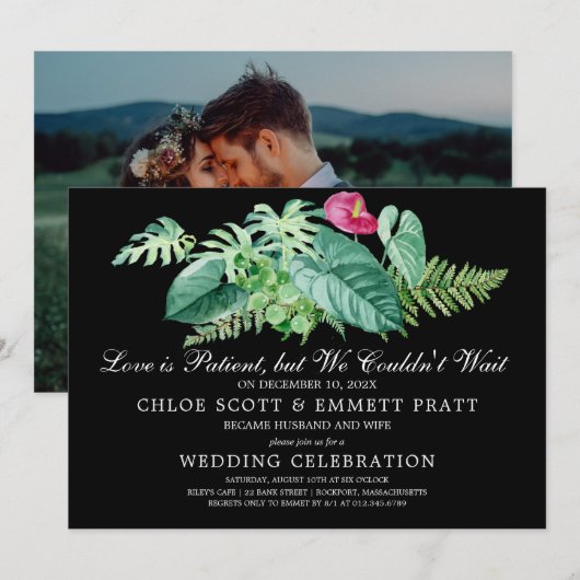 Love is Patient Wedding Announcement Uitnodiging (Voorkant / Achterkant)