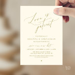 “Love Is Patient” Wedding Change the date announce Kaart<br><div class="desc">Share your updated wedding plans with grace using this elegant wedding postponement announcement card. Featuring the heartfelt phrase “Love Is Patient” in flowing calligraphy paired with refined minimalist typography, this design offers a beautiful and thoughtful way to inform guests of your new celebration date. Perfect for couples who appreciate timeless,...</div>
