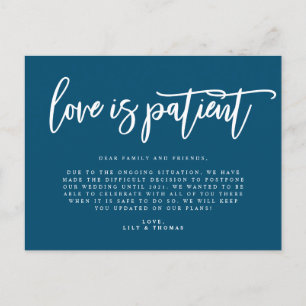 Love is Patient Wedding Postponement Aankondigingskaart