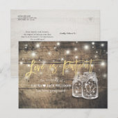 Love is Patient Wedding Postponement Mason Jars Aankondigingskaart (Voorkant / Achterkant)
