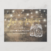 Love is Patient Wedding Postponement Mason Jars Aankondigingskaart (Voorkant)