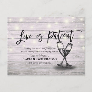 Love is Patient Wedding Postponement Reschedulated Aankondigingskaart