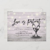 Love is Patient Wedding Postponement Reschedulated Aankondigingskaart (Voorkant / Achterkant)