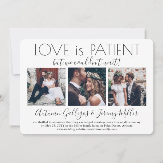 Love is Patient Wedding Reception 4 Foto Collage Kaart (Voorkant)