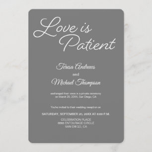 Love is Patient Wedding Reception Kaart