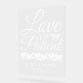  Love is Patient Wedding Welcome Acryl Bord (Hoek)