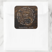 Love is Patient Wood Grain Circular Text Wedding Vierkante Sticker (Tas)