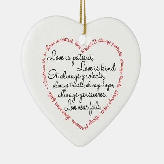 Love is Patient Word Heart Keramisch Ornament (Rechts)