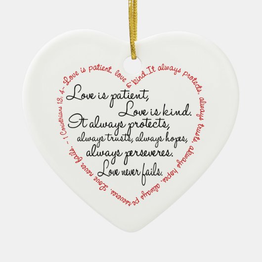 Love is Patient Word Heart Keramisch Ornament (Voorkant)