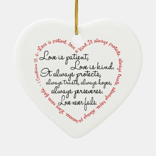 Love is Patient Word Heart Keramisch Ornament (Achterkant)