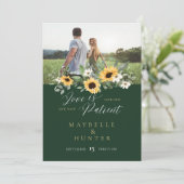 Love is Patient Yellow Waterverf Sunflower Foto Save The Date (Staand voorkant)