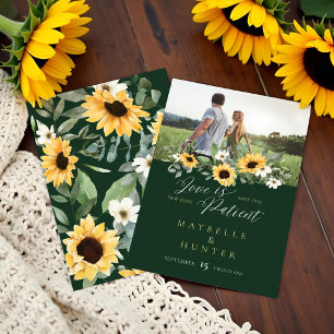 Love is Patient Yellow Waterverf Sunflower Foto Save The Date