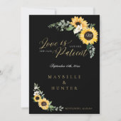 Love is Patient Yellow Waterverf Sunflower Wreath Save The Date (Voorkant)