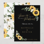 Love is Patient Yellow Waterverf Sunflower Wreath Save The Date (Voorkant / Achterkant)