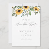 Love is Patient Yellow Waterverf Sunflower Wreath Save The Date (Voorkant)