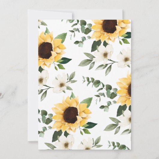 Love is Patient Yellow Waterverf Sunflower Wreath Save The Date (Achterkant)