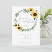 Love is Patient Yellow Waterverf Sunflower Wreath Save The Date (Staand voorkant)