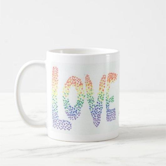 Love is print op a koffiemok (Links)