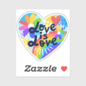 Love is Rainbow and Flowers Heart Kiss Sticker (Vel)