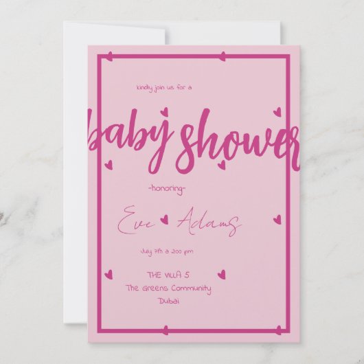 Love is Roze Collectie Baby shower Invitation Kaart (Voorkant)