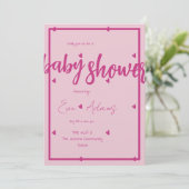 Love is Roze Collectie Baby shower Invitation Kaart (Staand voorkant)