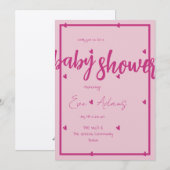 Love is Roze Collectie Baby shower Invitation Kaart (Voorkant / Achterkant)