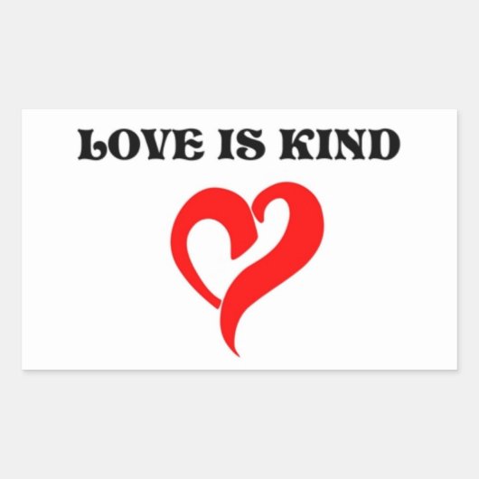 "LOVE IS SOORT HART" RECHTHOEKIGE STICKER (Voorkant)