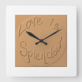 "Love is Splendor" Gold Relief >Wall Clocks Vierkante Klok