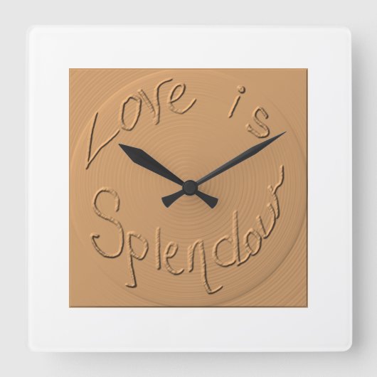 "Love is Splendor" Gold Relief >Wall Clocks Vierkante Klok (Voorkant)