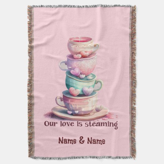 Love is Steaming Coffee Cups Deken (Voorkant Verticaal)