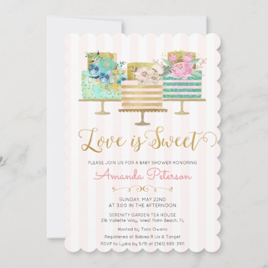 Love is Sweet Baby shower Invitation Kaart (Voorkant)