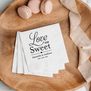 Love is Sweet Black Custom Weddenschap Monogram Servetten