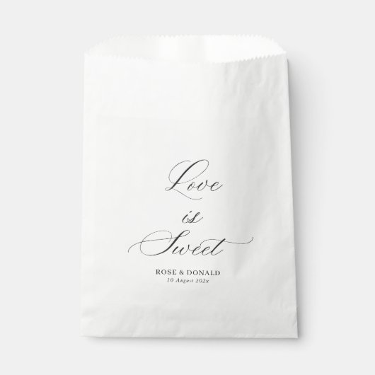 Love is sweet black script wedding bedankzakje (Voorkant)
