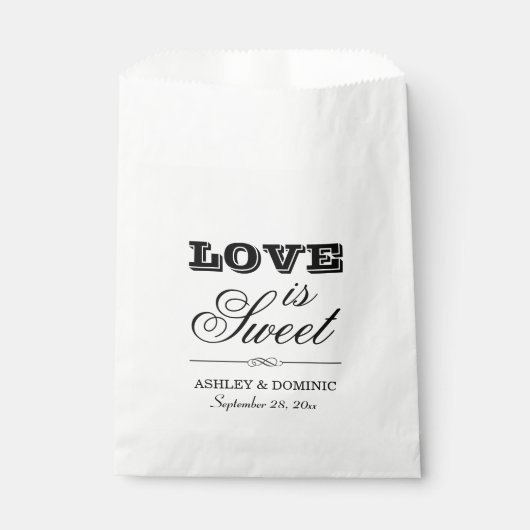 Love is Sweet Black Wedding Monogram Bedankzakje (Voorkant)