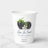 Love is Sweet Blackberry Fruit | Weddenschap over  Papieren Bekers (Achterkant)