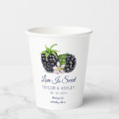 Love is Sweet Blackberry Fruit | Weddenschap over  Papieren Bekers (Voorkant)