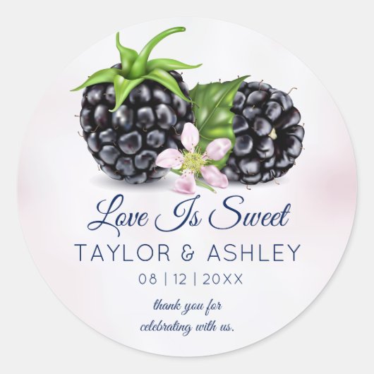 Love is Sweet Blackberry Fruit | Weddenschap Ronde Sticker (Voorkant)