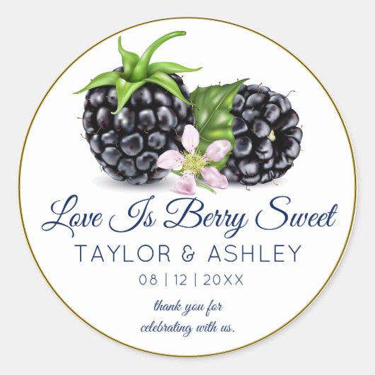 Love is Sweet Blackberry Fruit | Weddenschap Ronde Sticker (Voorkant)