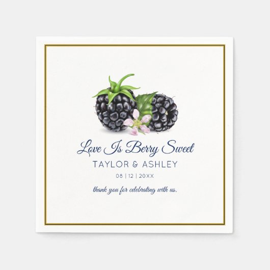 Love is Sweet Blackberry Fruit | Weddenschap Servet (Voorkant)